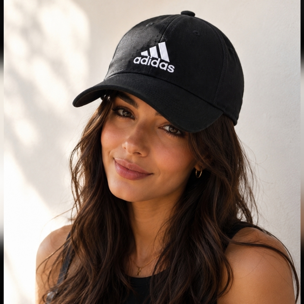 adidas Black Baseball Cap with White Logo